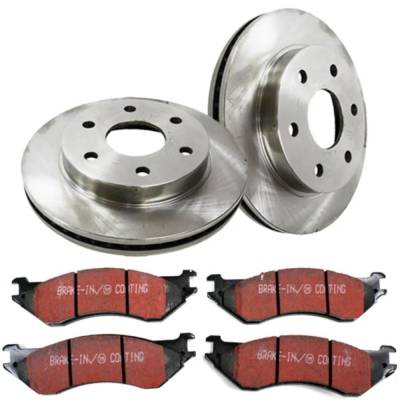 New Aramid Fiber Brake Disc And Pad Kit Compatible With Ford F-150 Xl 6 Cyl 4.2L F-250 Xl 8 Cyl 5.4L