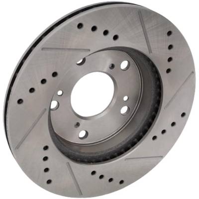 Rareelectrical - New Cross-Drilled And Slotted Brake Disc Compatible With Acura Honda Civic Hybrid 4 Cyl 1.5L Civic - Image 2