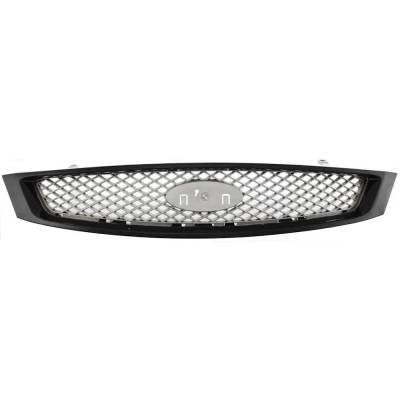 New Painted Black Grille Assembly Compatible With Ford Focus Zx4 4 Cyl 2.0L Focus St 4 Cyl 2.3L