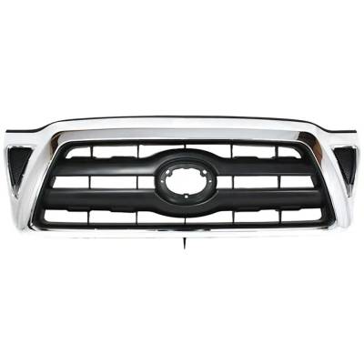 New Chrome Shell Grille Assembly Compatible With Toyota Tacoma Base 6 Cyl 4.0L Tacoma Base 4 Cyl