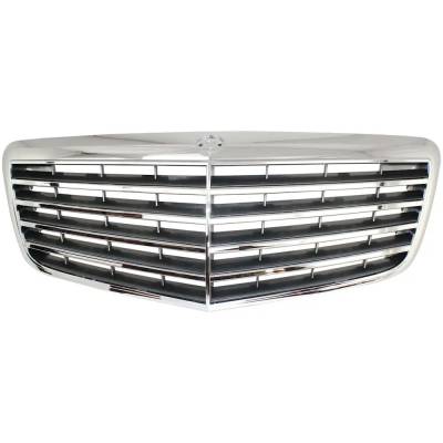 New Chrome Shell Grille Assembly Compatible With Mercedes Benz E550 Base 8 Cyl 5.5L E350 4Matic 6