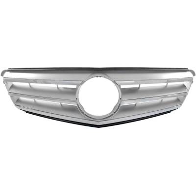 New Painted Silver Grille Assembly Compatible With Mercedes Benz C300 Sport 6 Cyl 3.0L C350 4Matic 6