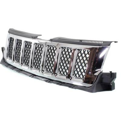 Rareelectrical - New Chrome Shell Grille Assembly Compatible With Jeep Grand Cherokee Overland 6 Cyl 3.6L Grand - Image 2