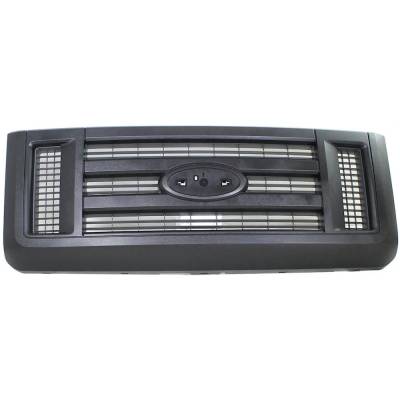 New Painted Black Grille Assembly Compatible With Ford E-450 Super Duty Base 8 Cyl 5.4L E-350 Super