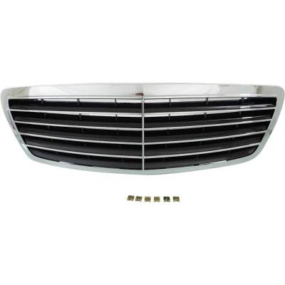 New Chrome Shell Grille Assembly Compatible With Mercedes Benz S500 Base 8 Cyl 5.0L S350 Base 6 Cyl