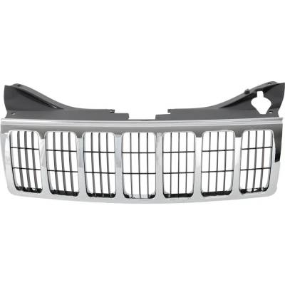 New Chrome Grille Assembly Compatible With Jeep Grand Cherokee Laredo 6 Cyl 3.7L Grand Cherokee