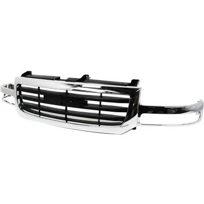 Rareelectrical - New Chrome/Painted Black Grille Assembly Compatible With Gmc Sierra 1500 Classic Slt 8 Cyl 5.3L - Image 2