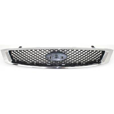 New Chrome Shell Grille Assembly Compatible With Ford Focus Zx4 4 Cyl 2.0L Focus S 4 Cyl 2.0L Focus