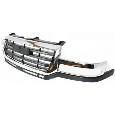 Rareelectrical - New Chrome/Painted Black Grille Assembly Compatible With Gmc Sierra 3500 Slt 8 Cyl 6.6L Sierra 3500 - Image 2
