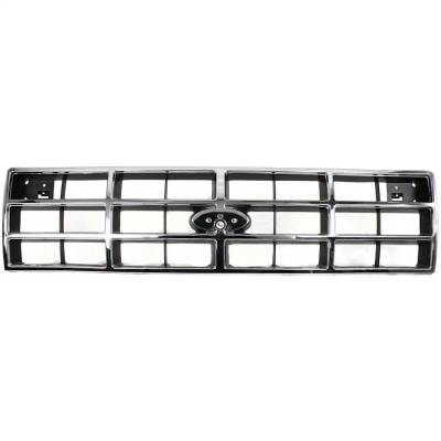 New Chrome Shell Grille Assembly Compatible With Ford Ranger S 6 Cyl 3.0L Ranger S 6 Cyl 4.0L Bronco