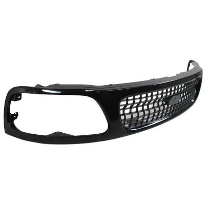 Rareelectrical - New Painted Black Grille Assembly Compatible With Ford F-150 Lariat 8 Cyl 5.4L F-150 Base 6 Cyl 4.2L - Image 3