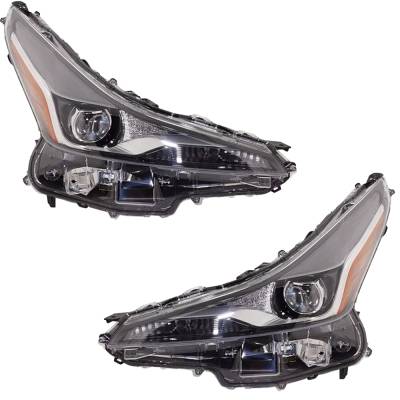 New Pair Of Headlights Compatible With Toyota Prius L Eco Le Hatchback 4-Door 1.8L 2019 2020 2021