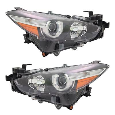 New Pair Of Halogen Headlights Compatible With Mazda 3 S Hatchback Sedan 4 Door 2.5L 2017 2018 By