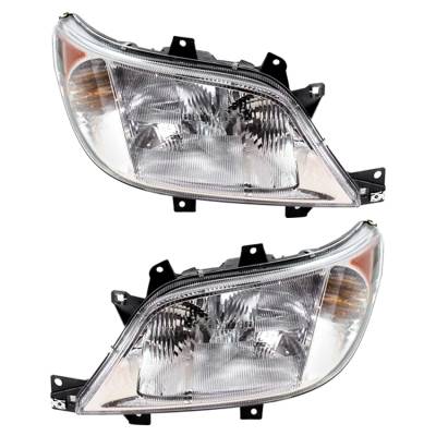 New Pair Of Halogen Headlight Compatible With Dodge Sprinter 3500 2003-2006 By Part Number 5124528Aa