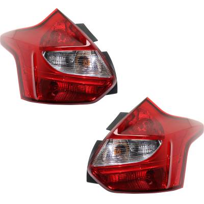 Rareelectrical - New Pair Of Tail Lights Compatible With Ford Focus Sel St Titanium Plus Hatchback Sedan 2012-2014 By - Image 1