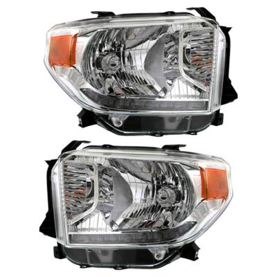 New Pair Of Halogen Headlight Compatible With Toyota Tundra 1794 Edition Extended 2014-2017 By Part