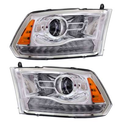 New Pair Of Halogen Headlight Compatible With Ram 1500 Crew Cab Pickup 2013-2015 By Part Number
