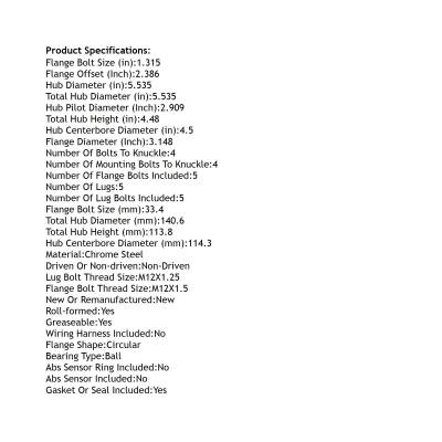 Rareelectrical - New Hub Assembly Compatible With Mitsubishi Lancer 2.0L 2.4L 2008 2009 By Part Numbers Pt512376 - Image 4