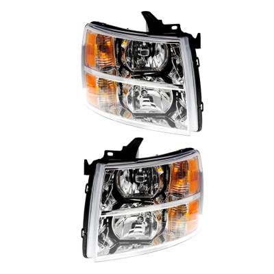New Pair Of Headlight Compatible With Chevrolet Silverado 2500 3500 Hd 2007-2014 By Part Number