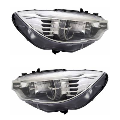 Rareelectrical - New Pair Of Headlights Compatible With Bmw 428I Base Coupe Plastic Led Bulb High And Low Beam - Image 5