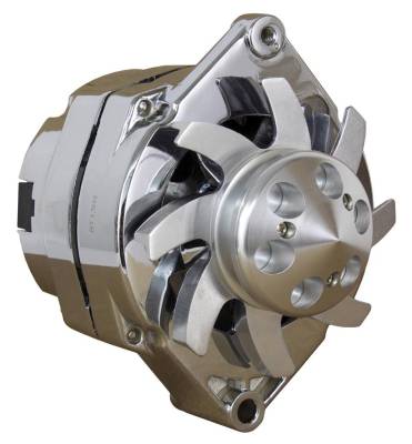 Rareelectrical - New Chrome 150A Billet Style Chrome 1 Wire Alternator Compatible With 1 Groove V Belt Pulley - Image 2