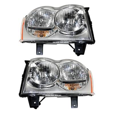 New Pair Of Headlight Compatible With Jeep Grand Cherokee Laredo Sport 2005-2007 By Part Number