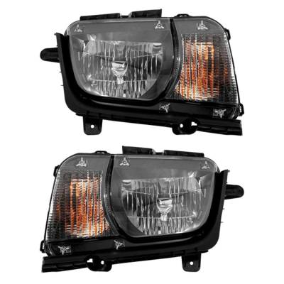 New Pair Of Halogen Headlight Compatible With Chevrolet Camaro Convertible 2011-2013 By Part Number