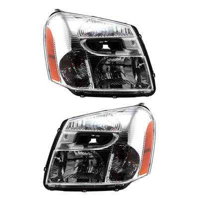 New Pair Of Halogen Headlight Compatible With Chevrolet Equinox Ls Lt Ltz Sport 2008-2009 By Part