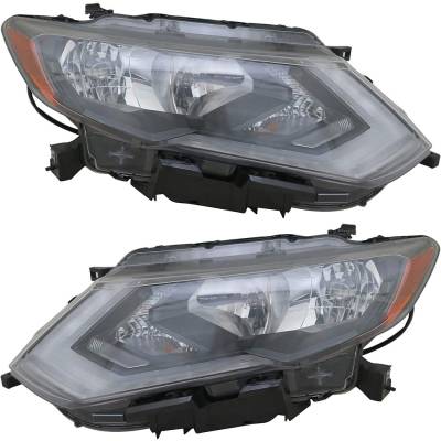 Rareelectrical - New Pair Of Headlights Compatible With Nissan Rogue S Sl Hybrid Sport Utility 4-Door 2018 2019 By - Image 1