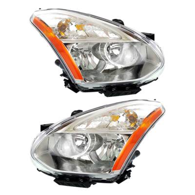 New Pair Of Halogen Headlight Compatible With Nissan Rogue S Sport 2008 By Part Number 26010-Jm00a