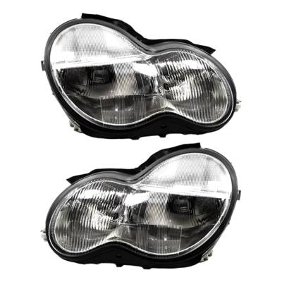 New Pair Of Halogen Headlight Compatible With Mercedes-Benz C240 C320 C32 Amg 2003-2004 By Part