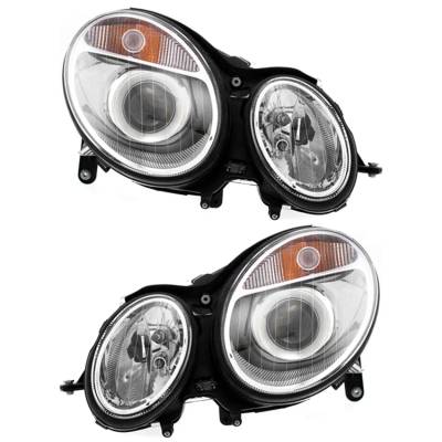 New Pair Of Halogen Headlight Compatible With Mercedes-Benz E320 Base Wagon Base Sedan 2003-2005 By