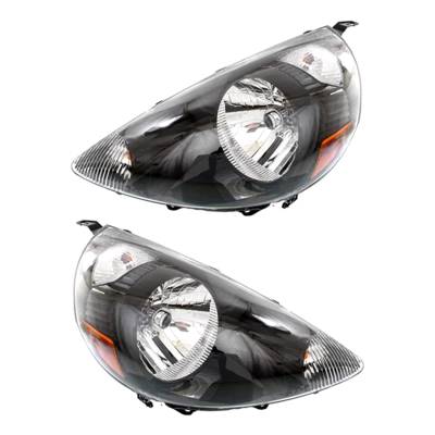 New Pair Of Halogen Headlight Compatible With Honda Fit Base Hatchback 2007-2008 By Part Number