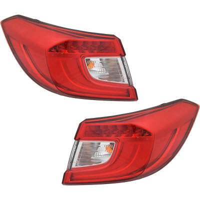 Rareelectrical - New Pair Of Outer Tail Lights Compatible With Honda Accord Ex Ex-L Lx Sedan 2018-2022 By Part - Image 1