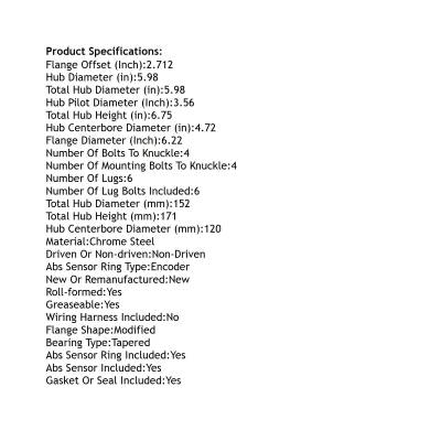 Rareelectrical - Rear Hub Bearing Assembly Compatible With 2015-2023 Gmc Canyon 6-Lug Abs 515168 Bolt-On Direct Fit - Image 5