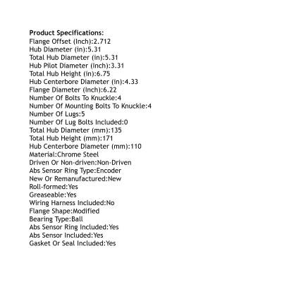 Rareelectrical - Rear Hub Bearing Assembly Compatible With 2015-2023 Jeep Compass Fiat 500X 5-Lug Abs 68246620Aa - Image 5