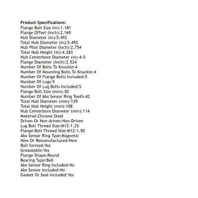 Rareelectrical - Rear Hub Bearing Assembly Compatible With 2016-2022 Honda Insight 5-Lug Without Abs 512570 Bolt-On - Image 5