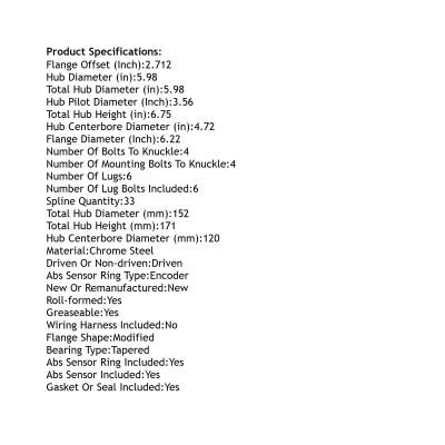 Rareelectrical - Front Hub Bearing Assembly Compatible With 2015-2023 Gmc Canyon 6-Lug Abs 515167 Bolt-On Direct Fit - Image 5