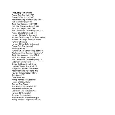 Rareelectrical - Front Hub Bearing Assembly Compatible With 2018-2023 Ford Expedition Platinum Lincoln Navigator - Image 5