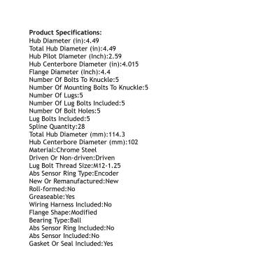 Rareelectrical - Front Hub Bearing Assembly Compatible With 2016-2023 Mazda Cx-9 5-Lug Without Abs Tk50-26-15X 590656 - Image 4