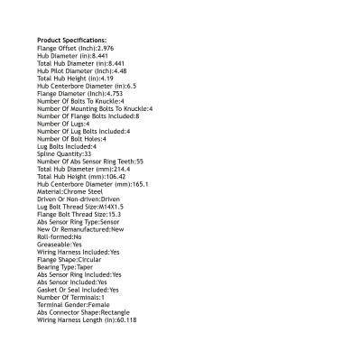 Rareelectrical - Front Hub Bearing Assembly Compatible With 1998-1999 Dodge Ram 2500 4-Lug Abs 515035 Bolt-On Direct - Image 4
