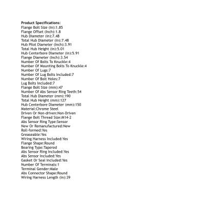 Rareelectrical - Rear Hub Bearing Assembly Compatible With 2004-2005 Ford F-150 7-Lug Abs 515047 Bolt-On Direct Fit - Image 4