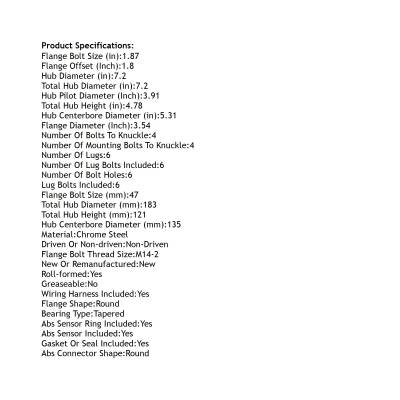 Rareelectrical - Rear Hub Bearing Assembly Compatible With 2007-2010 Ford Expedition Max Lincoln Navigator 6-Lug Abs - Image 5