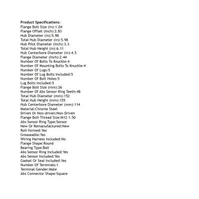 Rareelectrical - Rear Hub Bearing Assembly Compatible With 2011-2020 Toyota Sienna 5-Lug Abs 42450-08030 512456 - Image 5