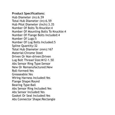 Rareelectrical - Front Hub Bearing Assembly Compatible With 2007-2008 Chrysler Pacifica 5-Lug Abs 512458 Bolt-On - Image 5