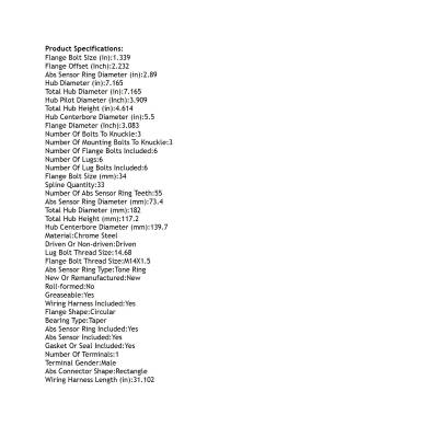 Rareelectrical - Front Hub Bearing Assembly Compatible With 1995-2000 Chevrolet K1500 K2500 Suburban 6-Lug Abs - Image 5