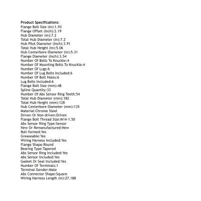 Rareelectrical - Front Hub Bearing Assembly Compatible With 2015-2017 Ford Expedition Max Platinum 6-Lug Abs 541015 - Image 5