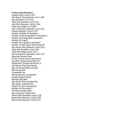 Rareelectrical - Rear Hub Bearing Assembly Compatible With 1994-2003 Saab 9-3 5-Lug Abs 512145 Bolt-On Direct Fit 900 - Image 4