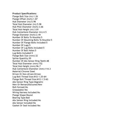 Rareelectrical - Front Hub Bearing Assembly Compatible With 2016-2023 Lexus Rx450h Rx350l Rx450hl 5-Lug Without Abs - Image 5