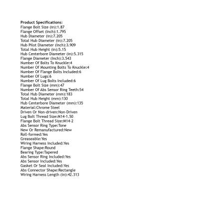 Rareelectrical - Rear Hub Bearing Assembly Compatible With 2011-2014 Ford F-150 6-Lug Abs 515166 Bolt-On Direct Fit - Image 5